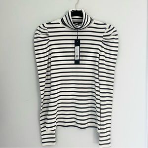 Veronica Beard Jeans Cedar Stripe Turtleneck Navy Ivory Size XS NWT